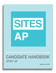 SITES AP Candidate Handbook imageSITES AP PT and FC button and logo; LEED exam prep; LEED CE; WELL exam prep; well study tools; WELL AP; LEED study tools